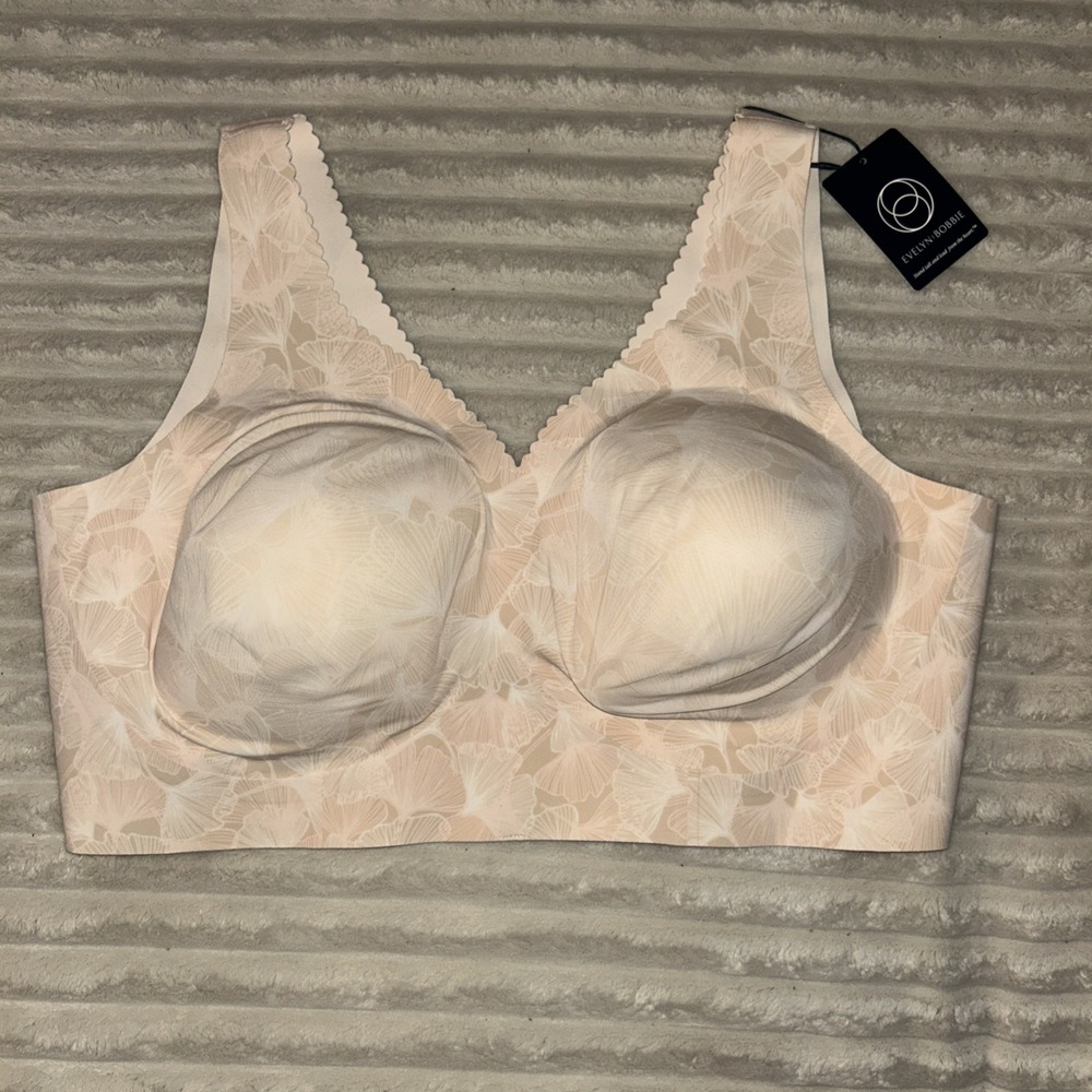 WOMENS Evelyn and Bobbie THE Evelyn Bra SZ 3XL  INC Nude Floral Scallop Edge NWT